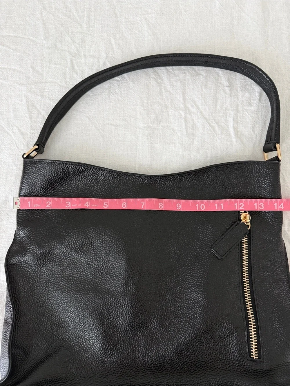 NWOT Tote Le Monde Florence Slouch Bag Black Pebbled Leather Quiet Luxury Hobo